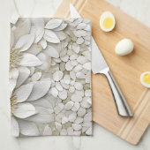 Gouden Witte Lotus Bloemen Theedoek (Quarter Fold)