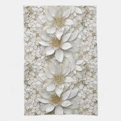 Gouden Witte Lotus Bloemen Theedoek (Verticaal)