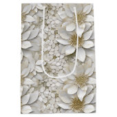 Gouden Witte Lotus Bloemen Trouwfeest Medium Cadeauzakje (Achterkant)