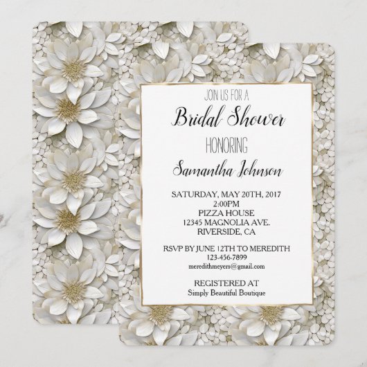 Gouden Witte Lotus Bloemen Vrijgezellenfeest Kaart (Voorkant / Achterkant)