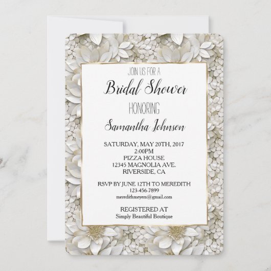 Gouden Witte Lotus Bloemen Vrijgezellenfeest Kaart (Voorkant)