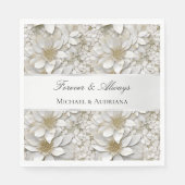 Gouden Witte Lotus Bloemen Vrijgezellenfeest Servet (Voorkant)