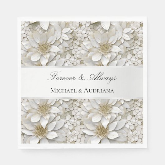 Gouden Witte Lotus Bloemen Vrijgezellenfeest Servet (Voorkant)