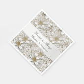 Gouden Witte Lotus Bloemen Vrijgezellenfeest Servet (Hoek)