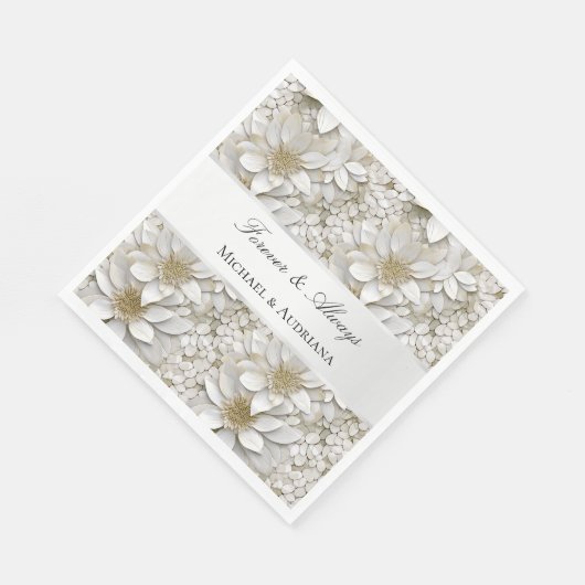 Gouden Witte Lotus Bloemen Vrijgezellenfeest Servet (Hoek)