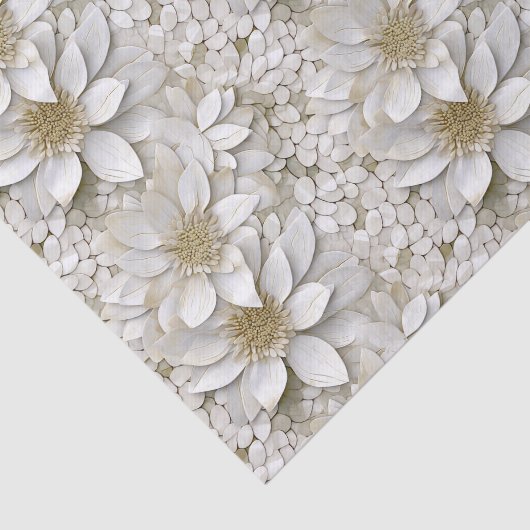 Gouden Witte Lotusbloemen Bruiloft Tissuepapier (Detail)