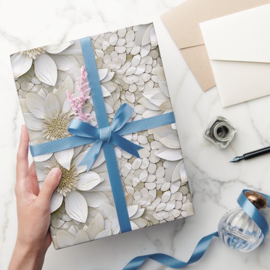 Gouden Witte Lotusbloemen Cadeaupapier (Geschenken)