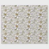 Gouden Witte Lotusbloemen Cadeaupapier (Vlak)
