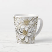 Gouden witte lotusbloemen gepersonaliseerd latte mok (Rechterhoek)