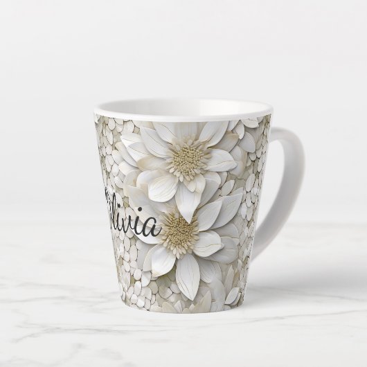 Gouden witte lotusbloemen gepersonaliseerd latte mok (Rechterhoek)