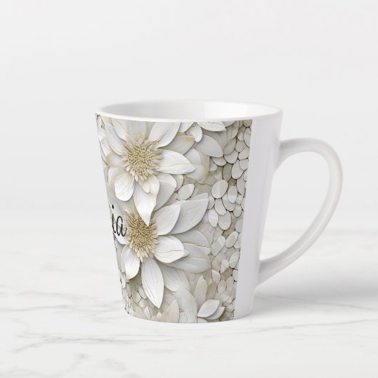 Gouden witte lotusbloemen gepersonaliseerd latte mok (Rechts)