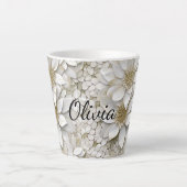 Gouden witte lotusbloemen gepersonaliseerd latte mok (Voorkant)