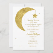 Gouden & Witte Maan & Sterren Baby Shower Uitnodig Kaart (Voorkant)