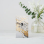 Gouden Witte Marmeren Achtergrond | Lux Visitekaartje (Staand voorkant)