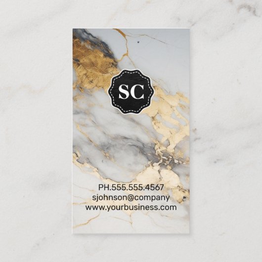 Gouden Witte Marmeren Achtergrond | Lux Visitekaartje (Achterkant)