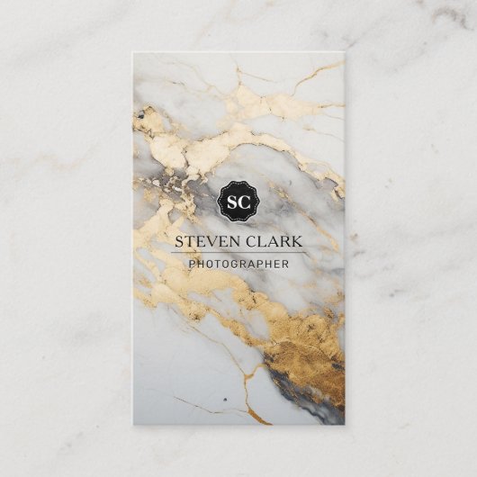 Gouden Witte Marmeren Achtergrond | Lux Visitekaartje (Voorkant)
