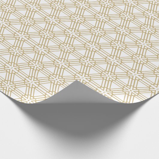 gouden witte meetkundige retro mideeuwse mod cadeaupapier (Hoek)