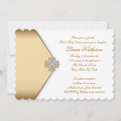 Gouden Witte Meisjes Eerste Heilige Communie Kaart (Achterkant)