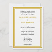Gouden Witte Monogram Bruiloft Kaart (Voorkant)