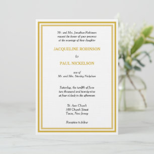 Gouden Witte Monogram Bruiloft Kaart