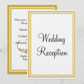 Gouden Witte Monogram Bruiloftsreceptie Kaart (Voorkant / Achterkant)