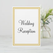 Gouden Witte Monogram Bruiloftsreceptie Kaart (Staand voorkant)