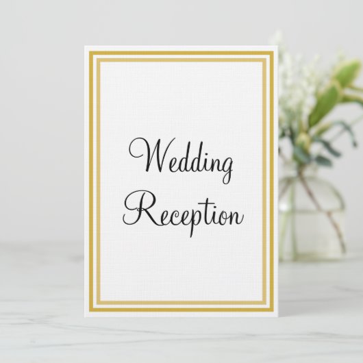 Gouden Witte Monogram Bruiloftsreceptie Kaart (Staand voorkant)