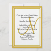 Gouden Witte Monogram Bruiloftsreceptie Kaart (Achterkant)