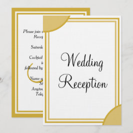 Gouden witte monogram huwelijksreceptie kaart