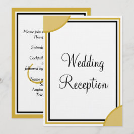 Gouden Witte Monogram Trouwreceptie Kaart