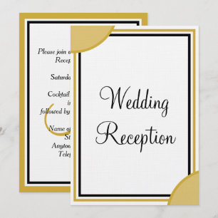 Gouden Witte Monogram Trouwreceptie Kaart