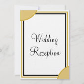 Gouden Witte Monogram Trouwreceptie Kaart (Voorkant)