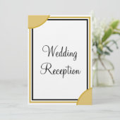Gouden Witte Monogram Trouwreceptie Kaart (Staand voorkant)