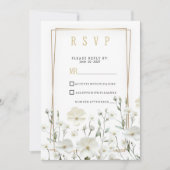 Gouden witte munt delicate bloemstuk RSVP Kaart (Voorkant)