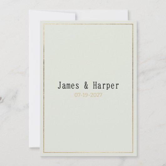 Gouden witte munt delicate bloemstuk RSVP Kaart (Achterkant)