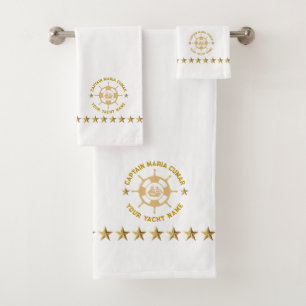 Gouden Witte Nautische Boat Wheel  Boat Bad Handdoek