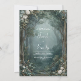Gouden Witte Nevel Bos Chrysanthemum Bruiloft Kaart