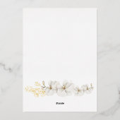 Gouden witte orchideeën Prinses Tiara Quinceañera Folie Uitnodiging (Achterkant)