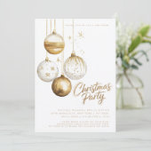 Gouden Witte Ornamenten Baubles Kerstfeest Kaart (Staand voorkant)