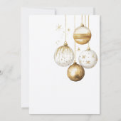 Gouden Witte Ornamenten Baubles Kerstfeest Kaart (Achterkant)