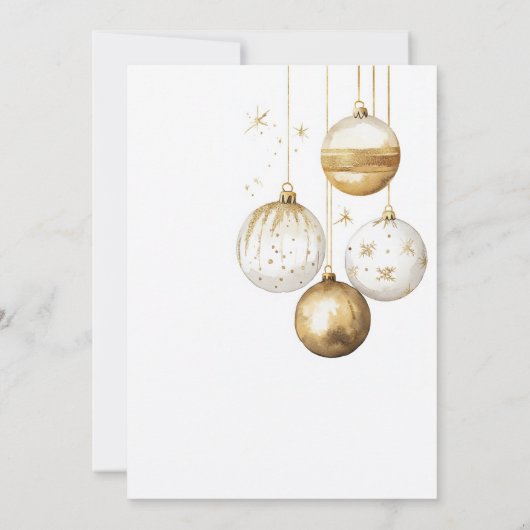 Gouden Witte Ornamenten Baubles Kerstfeest Kaart (Achterkant)