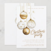 Gouden Witte Ornamenten Baubles Kerstfeest Kaart (Voorkant / Achterkant)