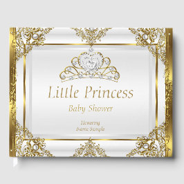 Gouden Witte Parel Prinses Baby Shower Gastenboek