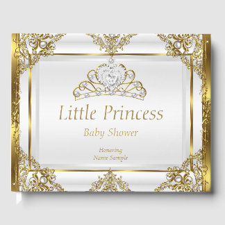 Gouden Witte Parel Prinses Baby Shower Gastenboek