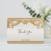 Gouden  witte parels bedankkaart (Staand voorkant)