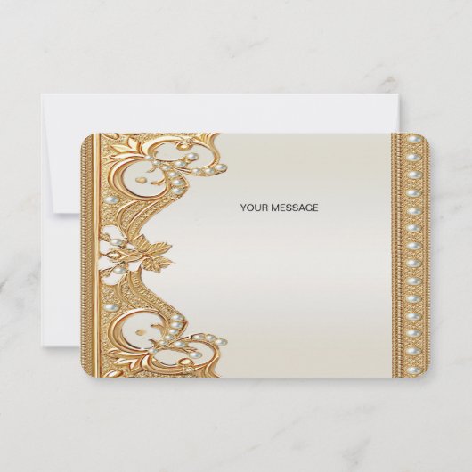 Gouden  witte parels bedankkaart (Achterkant)