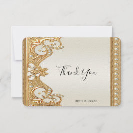 Gouden witte parels bedankkaart