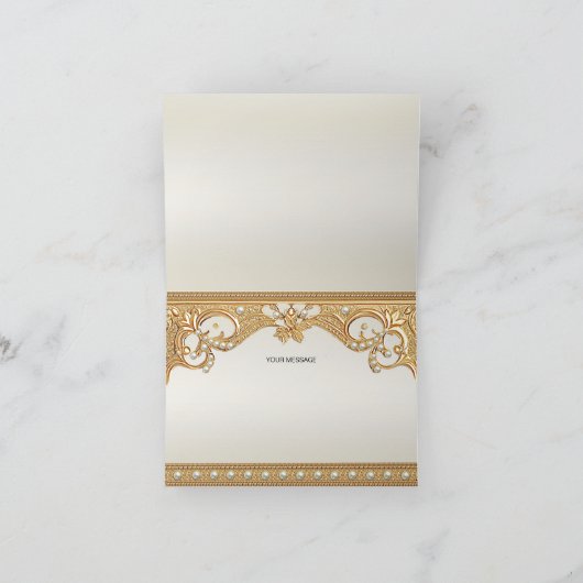 Gouden witte parels bedankkaart (Binnen)