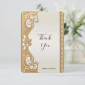 Gouden witte parels bedankkaart (Staand voorkant)