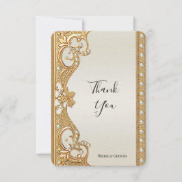 Gouden witte parels bedankkaart